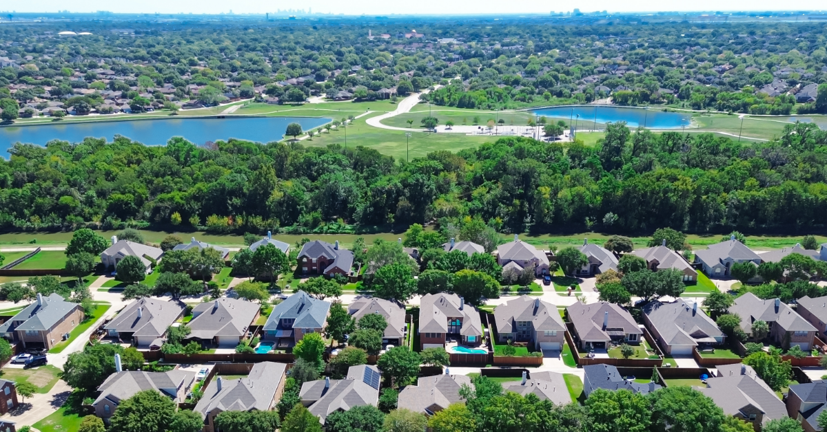 aerial view of a master planned community
