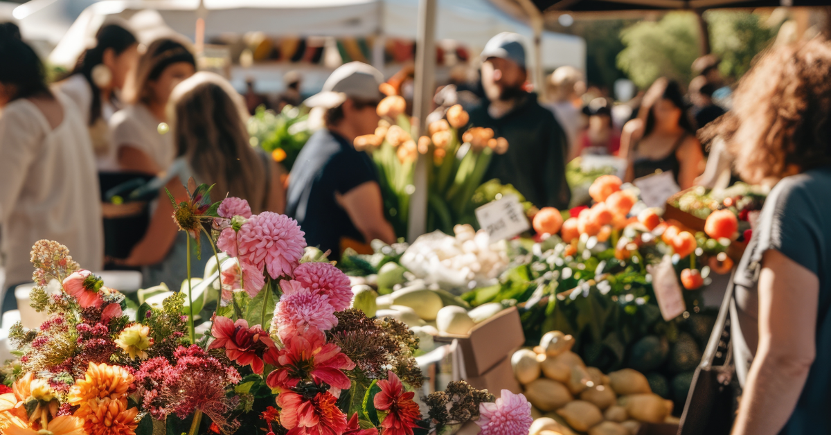 people at a local farmers market 