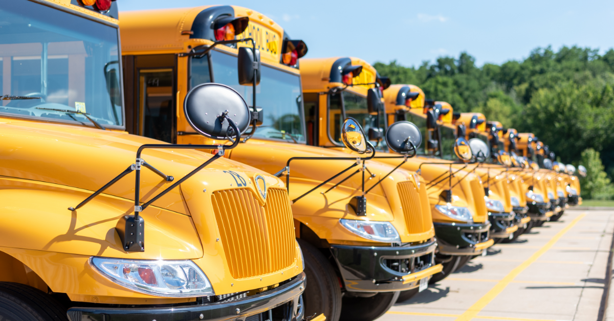 a row of school busses 